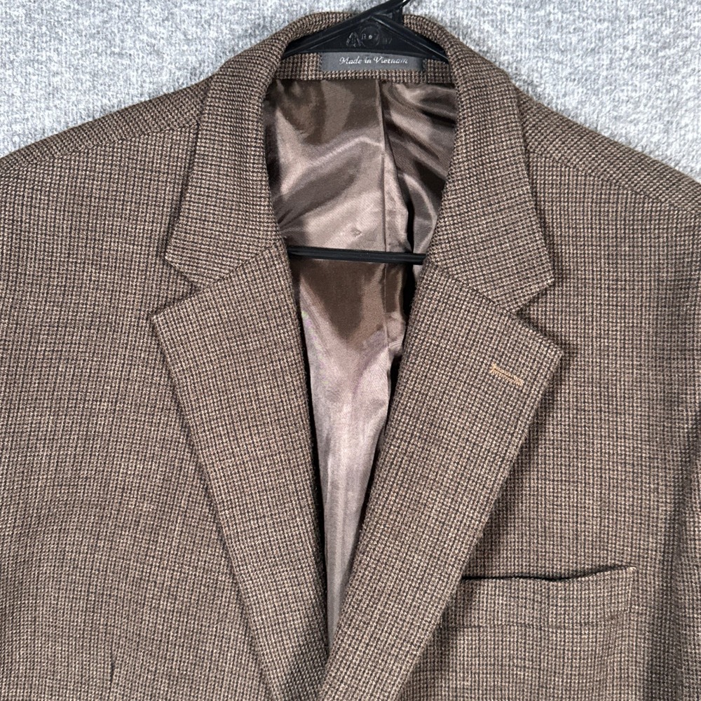 Lauren Ralph Lauren Sport Coat Mens 46R Brown Wool Micro Houndstooth Blazer
